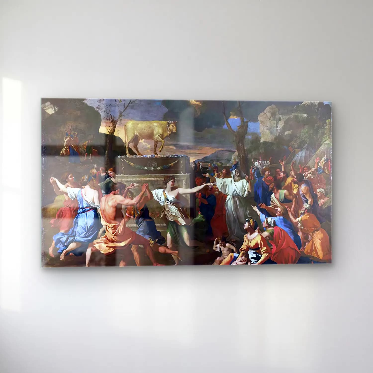 Nicolas Poussin – The Adoration of the Golden Calf cam tablo — sol açıdan görünüm