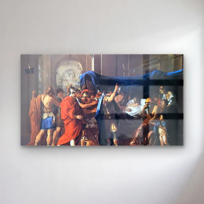 Nicolas Poussin – The Death of Germanicus cam tablo — Nicolas Poussin – The Death of Germanicus — yağlı boya savaş sahnesi