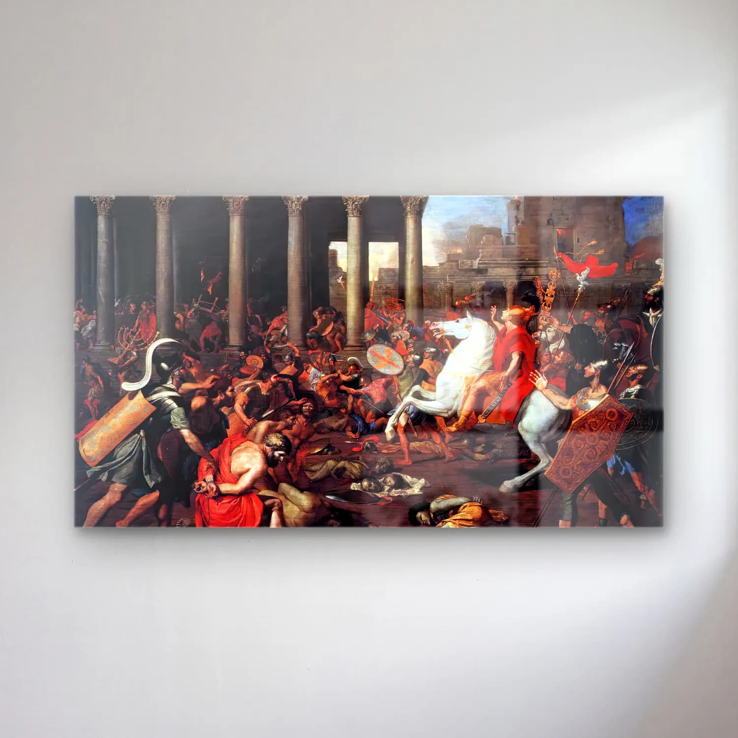 Nicolas Poussin – The Destruction of the Temple at Jerusalem II cam tablo — Nicolas Poussin – The Destruction of the Temple at Jerusalem II — yağlı boya savaş sahnesi