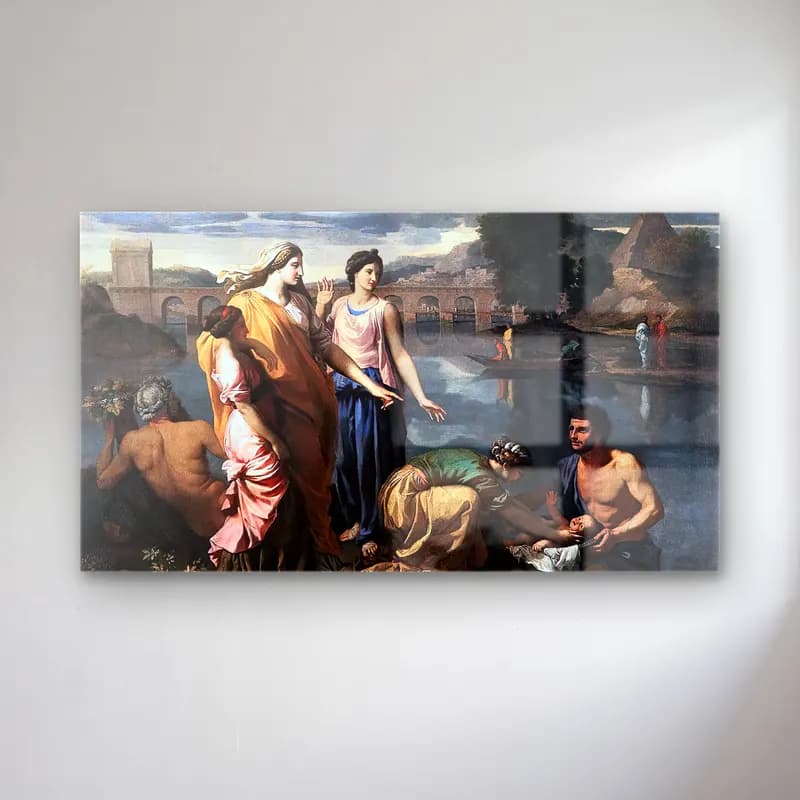 Nicolas Poussin – The Finding of Moses I cam tablo — Nicolas Poussin – The Finding of Moses I — yağlı boya dini sahne