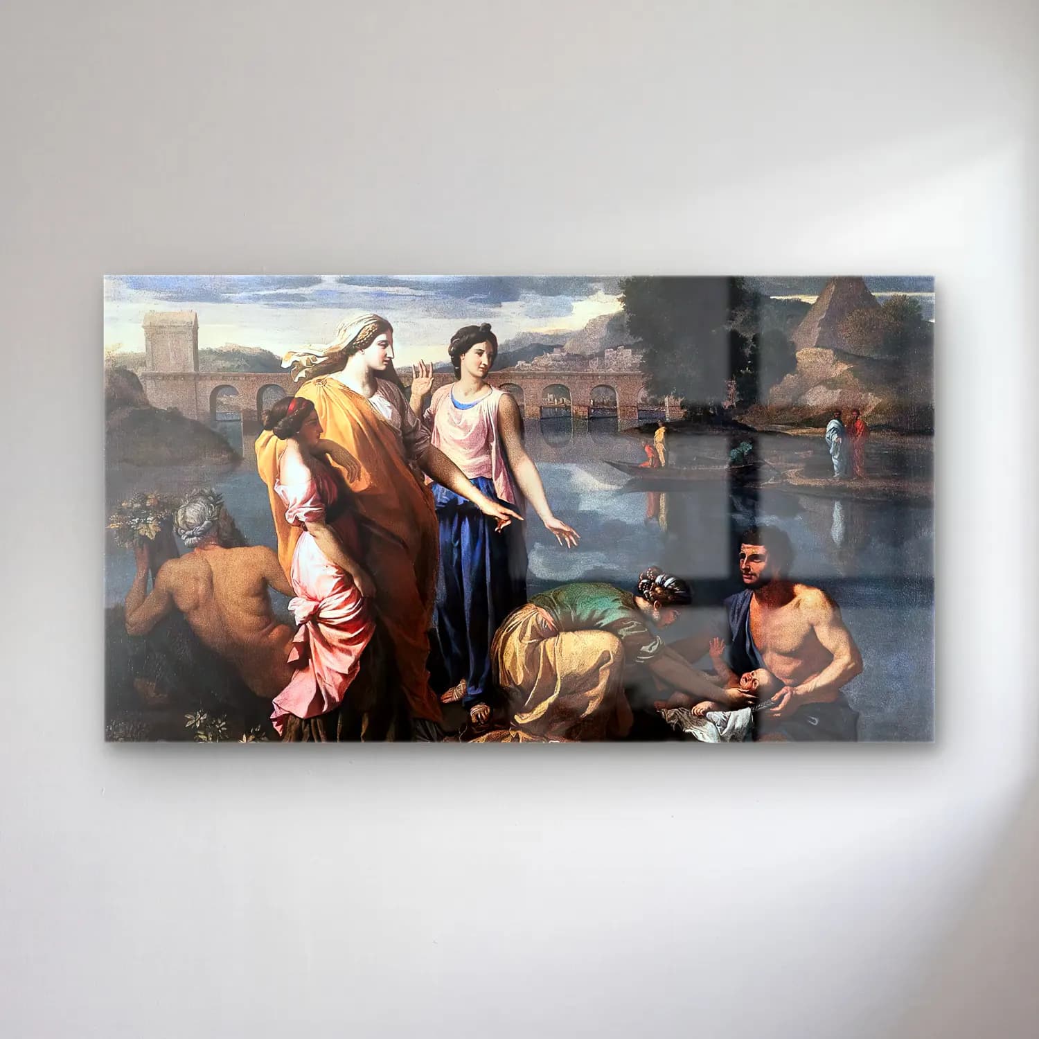 Nicolas Poussin – The Finding of Moses I cam tablo — Nicolas Poussin – The Finding of Moses I — yağlı boya dini sahne