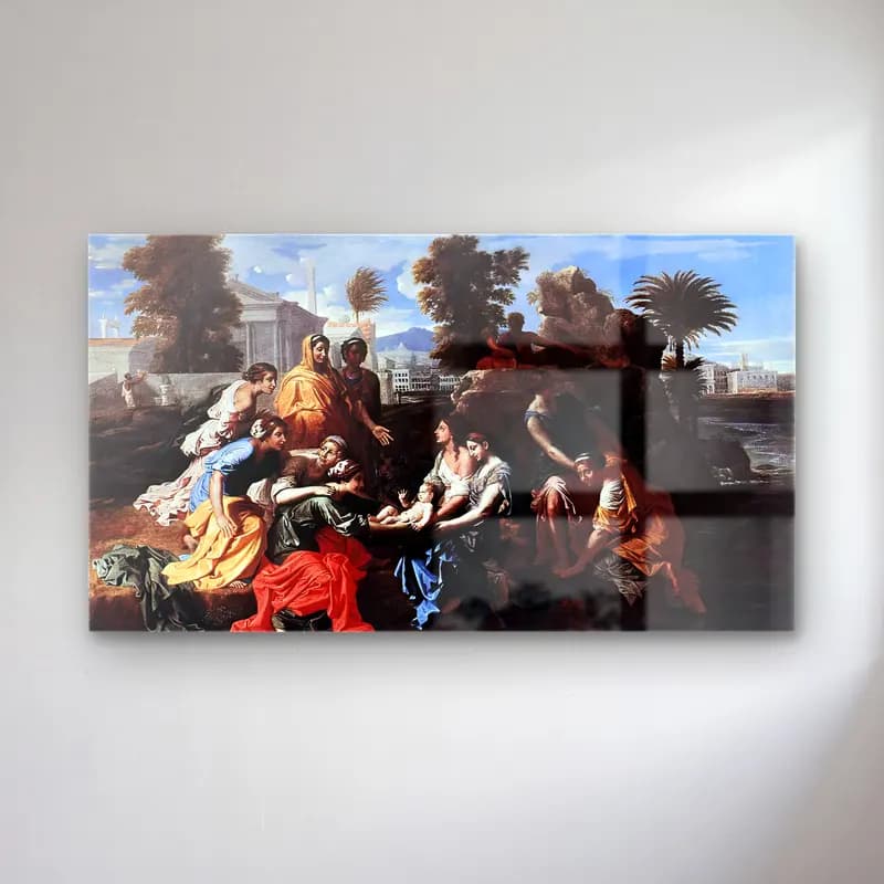 Nicolas Poussin – The Finding of Moses cam tablo — Nicolas Poussin – The Finding of Moses — yağlı boya dini sahne
