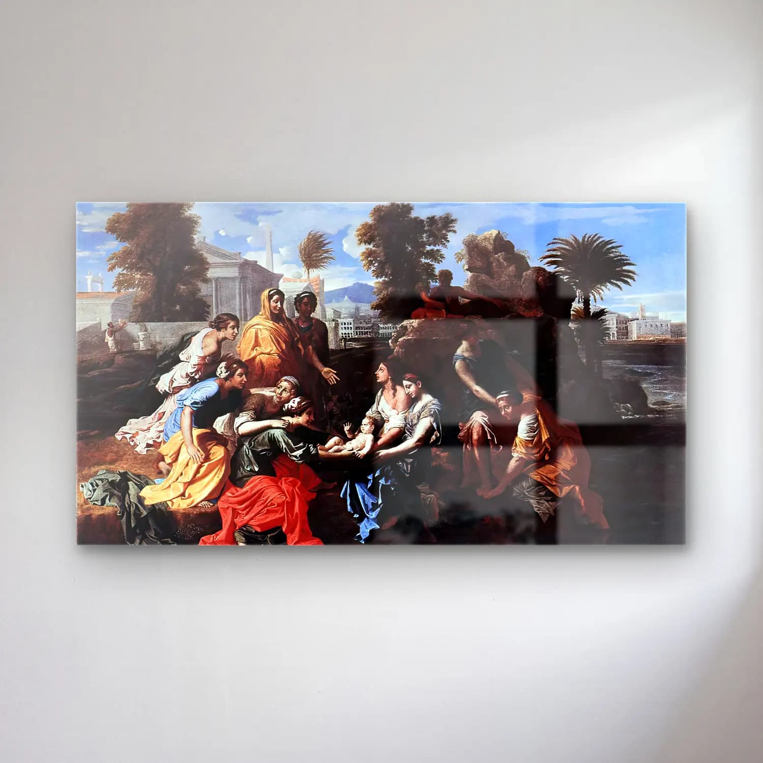 Nicolas Poussin – The Finding of Moses cam tablo — Nicolas Poussin – The Finding of Moses — yağlı boya dini sahne