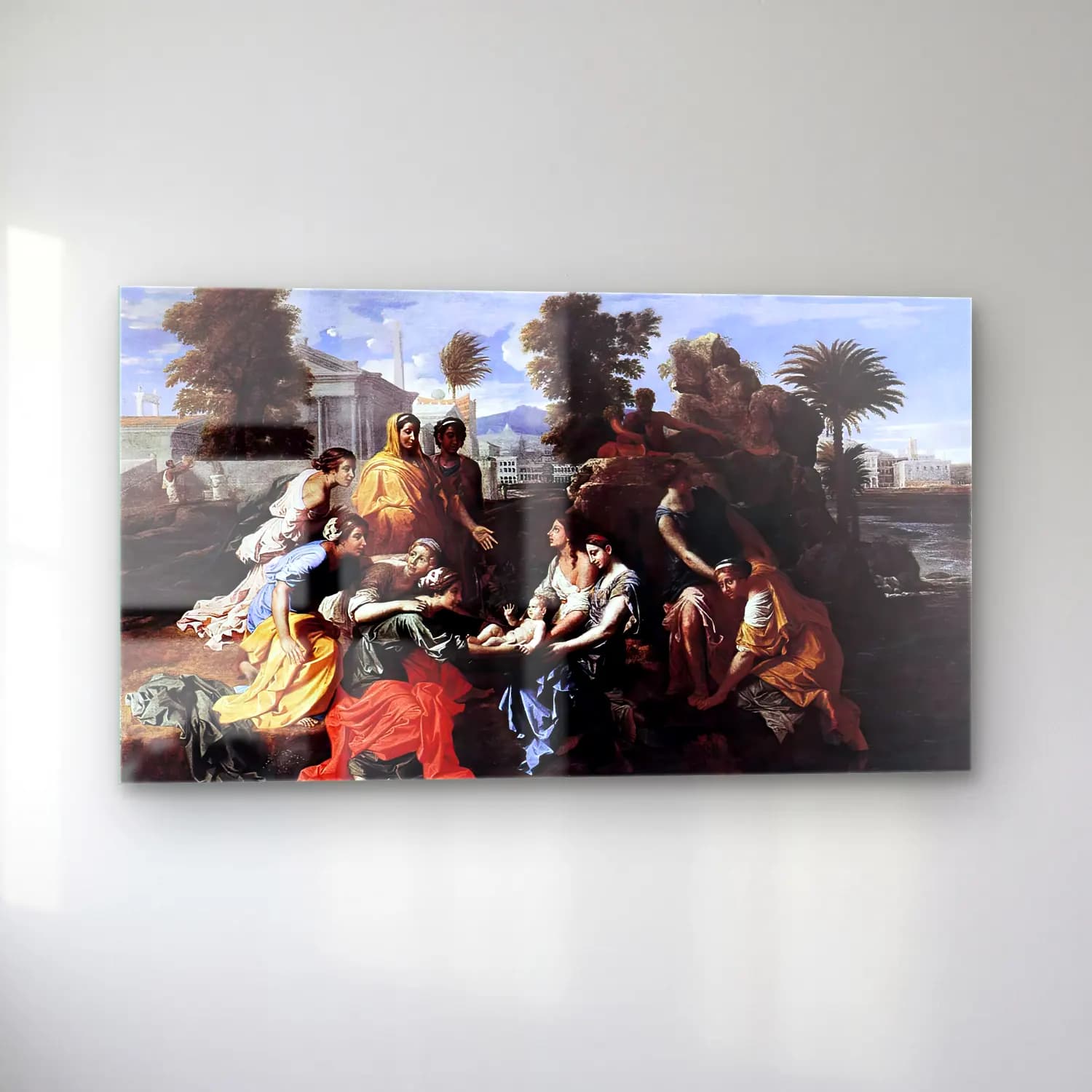 Nicolas Poussin – The Finding of Moses cam tablo — sol açıdan görünüm