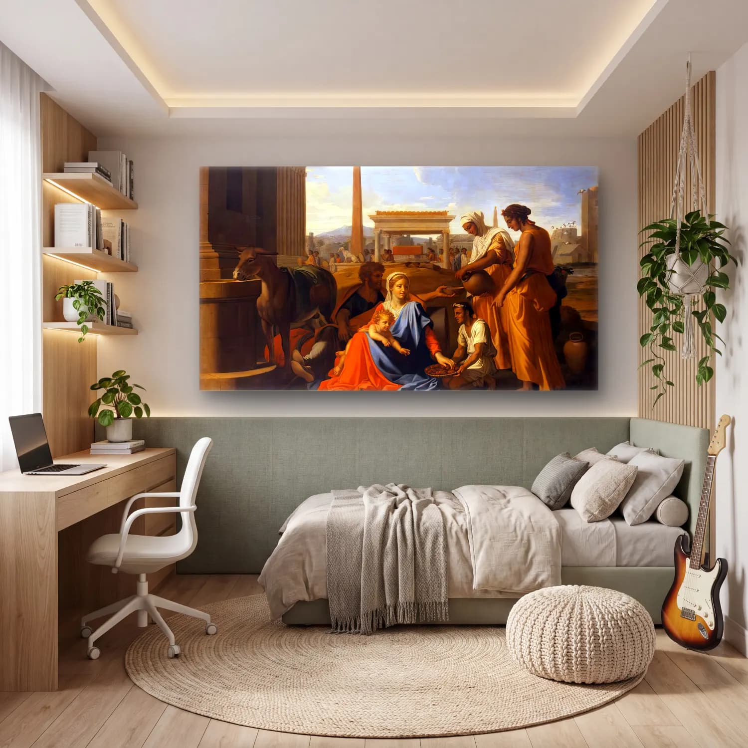 Nicolas Poussin – The Holy Family in Egypt cam tablo — genç odasında