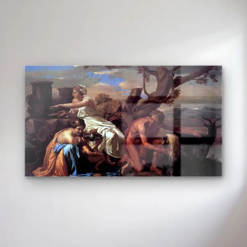 Nicolas Poussin – The Infant Jupiter Nurtured by the Goat Amalthea cam tablo — Nicolas Poussin – The Infant Jupiter Nurtured by the Goat Amalthea — yağlı boya mitolojik sahne