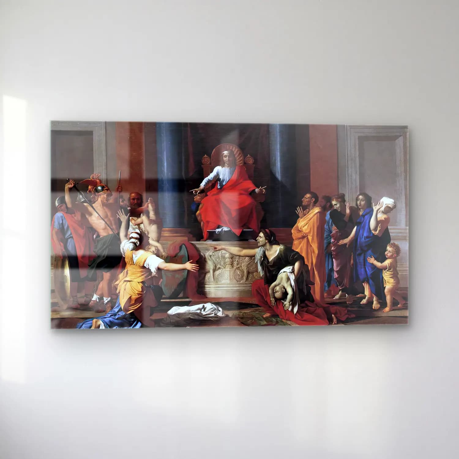 Nicolas Poussin – The Judgment of Solomon cam tablo — sol açıdan görünüm