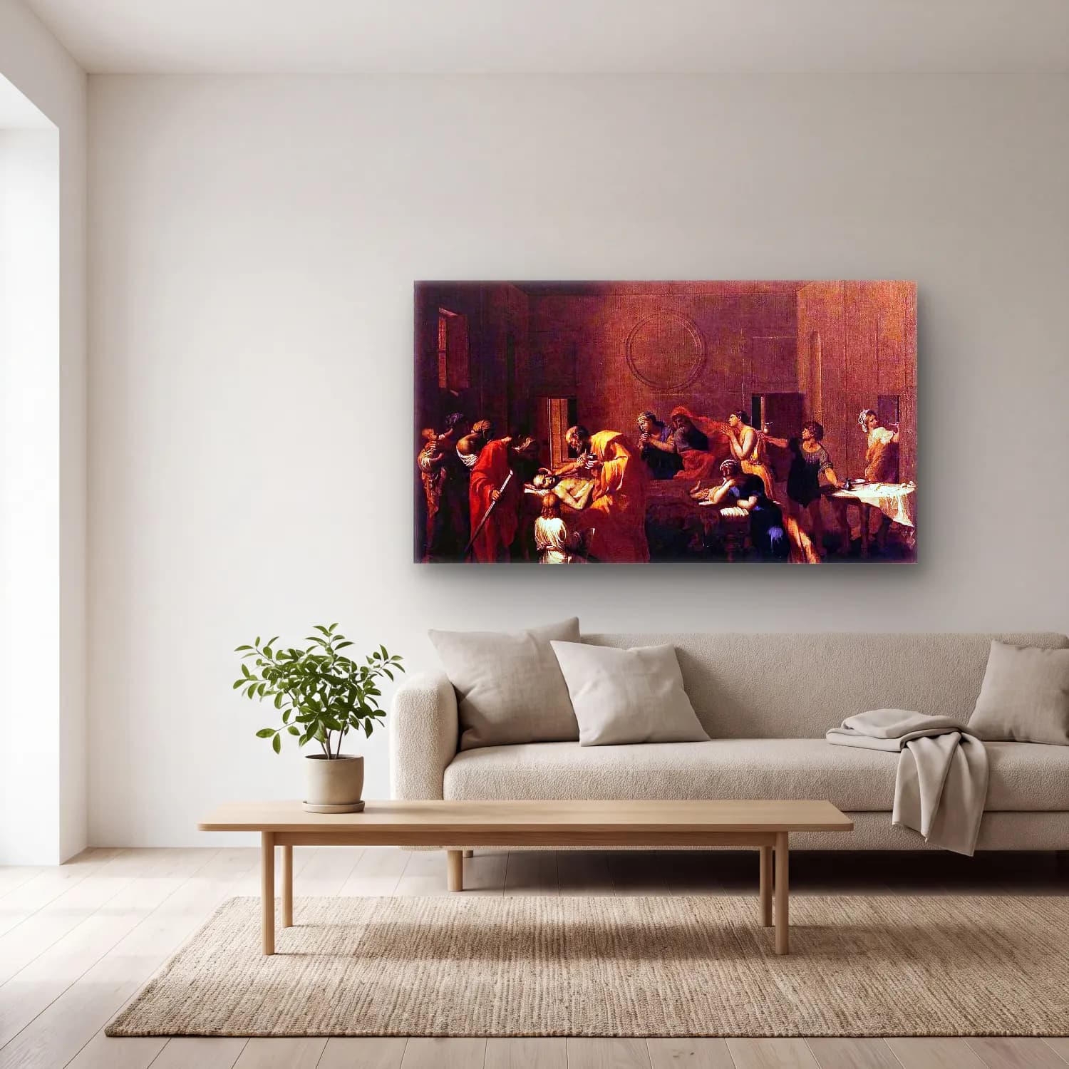 Nicolas Poussin – The Seven Sacraments I Extreme Unction cam tablo — açık renk salonda