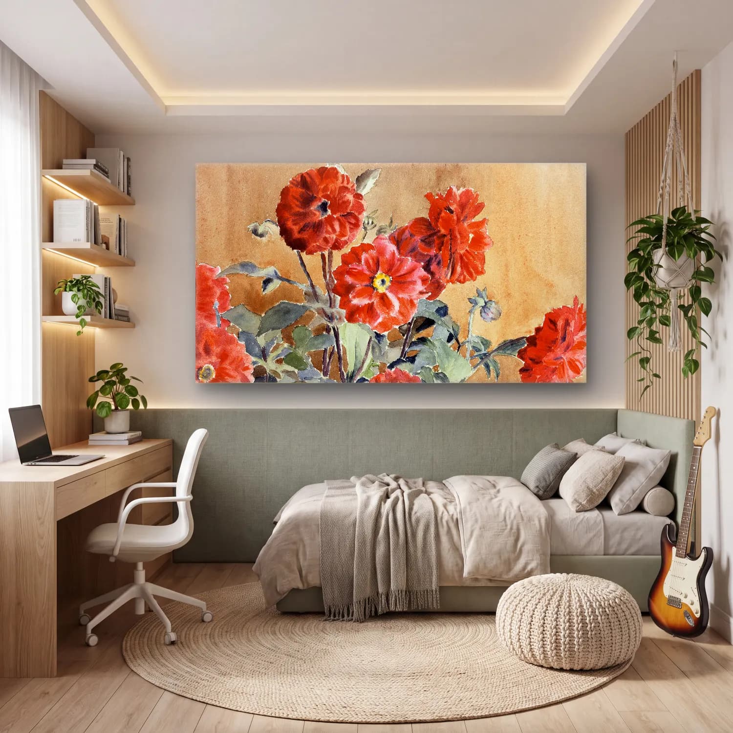 Hannah Borger Overbeck – Dahlias cam tablo — genç odasında