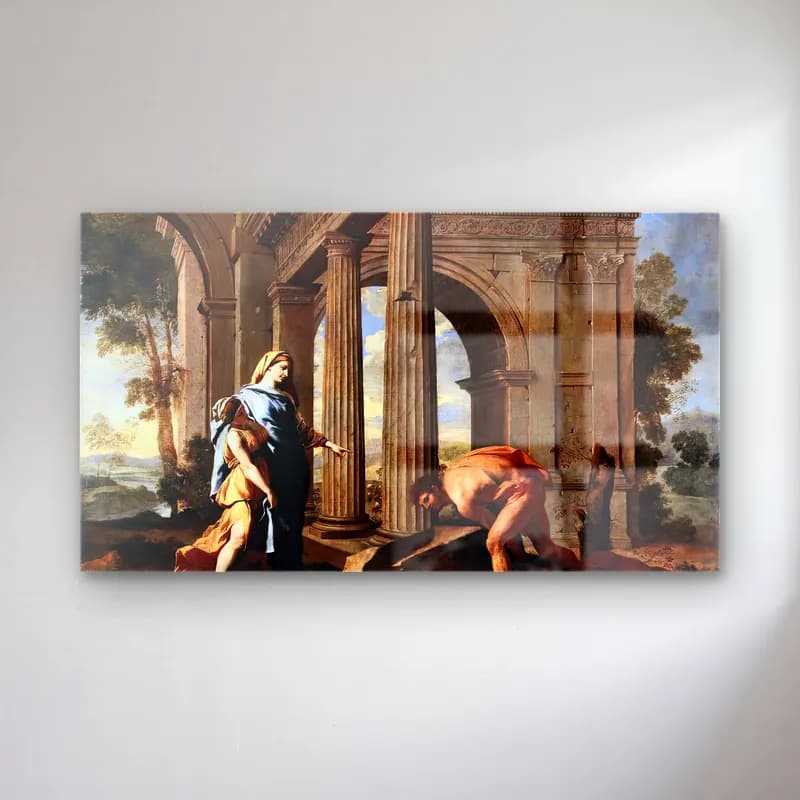 Nicolas Poussin – Theseus Finding His Father s Sword cam tablo — Nicolas Poussin – Theseus Finding His Father s Sword — yağlı boya dini sahne