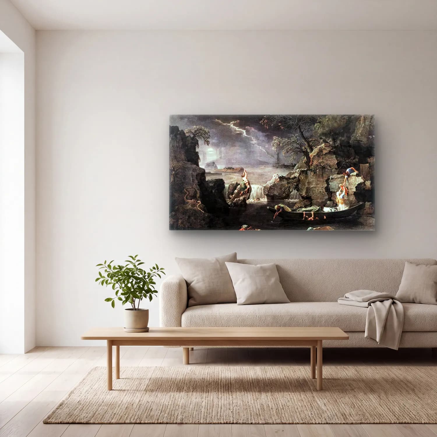 Nicolas Poussin – Winter (The Deluge) cam tablo — açık renk salonda