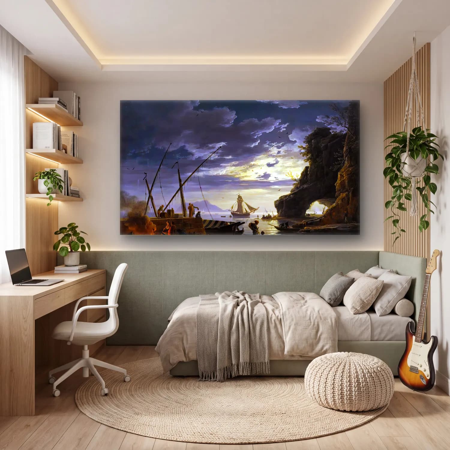 Claude-Joseph Vernet – Clair de Lune cam tablo — genç odasında