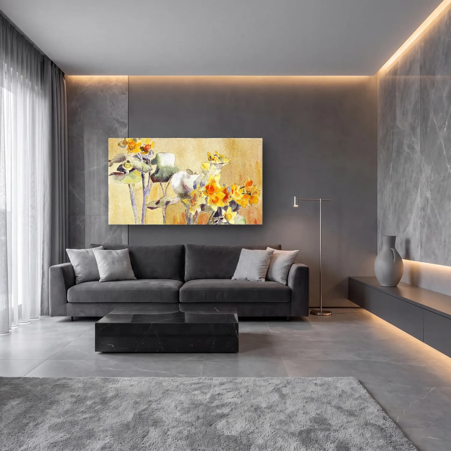 Hannah Borger Overbeck – Orange Flower without Margin cam tablo — lüks salon duvarında