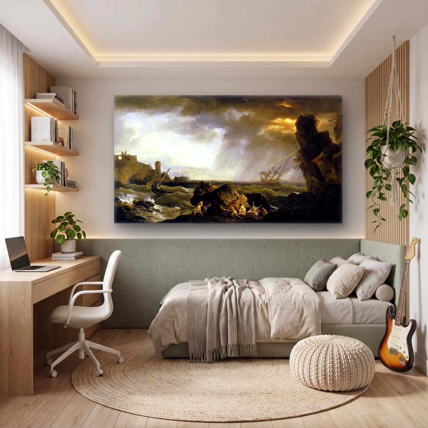 Claude-Joseph Vernet – Seascape Tempest cam tablo — genç odasında