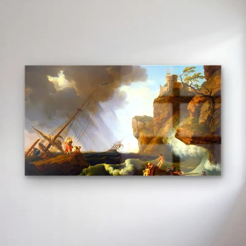 Claude-Joseph Vernet – Shipwreck cam tablo — Claude-Joseph Vernet – Shipwreck — yağlı boya fırtınalı denizde gemi