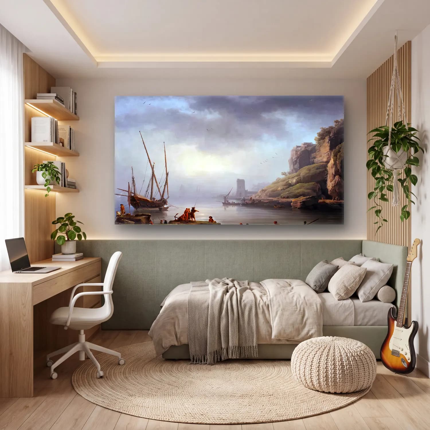 Claude-Joseph Vernet – Sunrise The Fishermen s Departure cam tablo — genç odasında