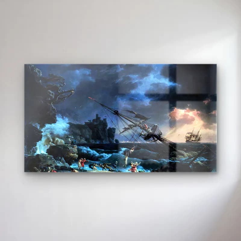 Claude-Joseph Vernet – The Shipwreck cam tablo — Claude-Joseph Vernet – The Shipwreck — vintage fırtınalı denizde gemi
