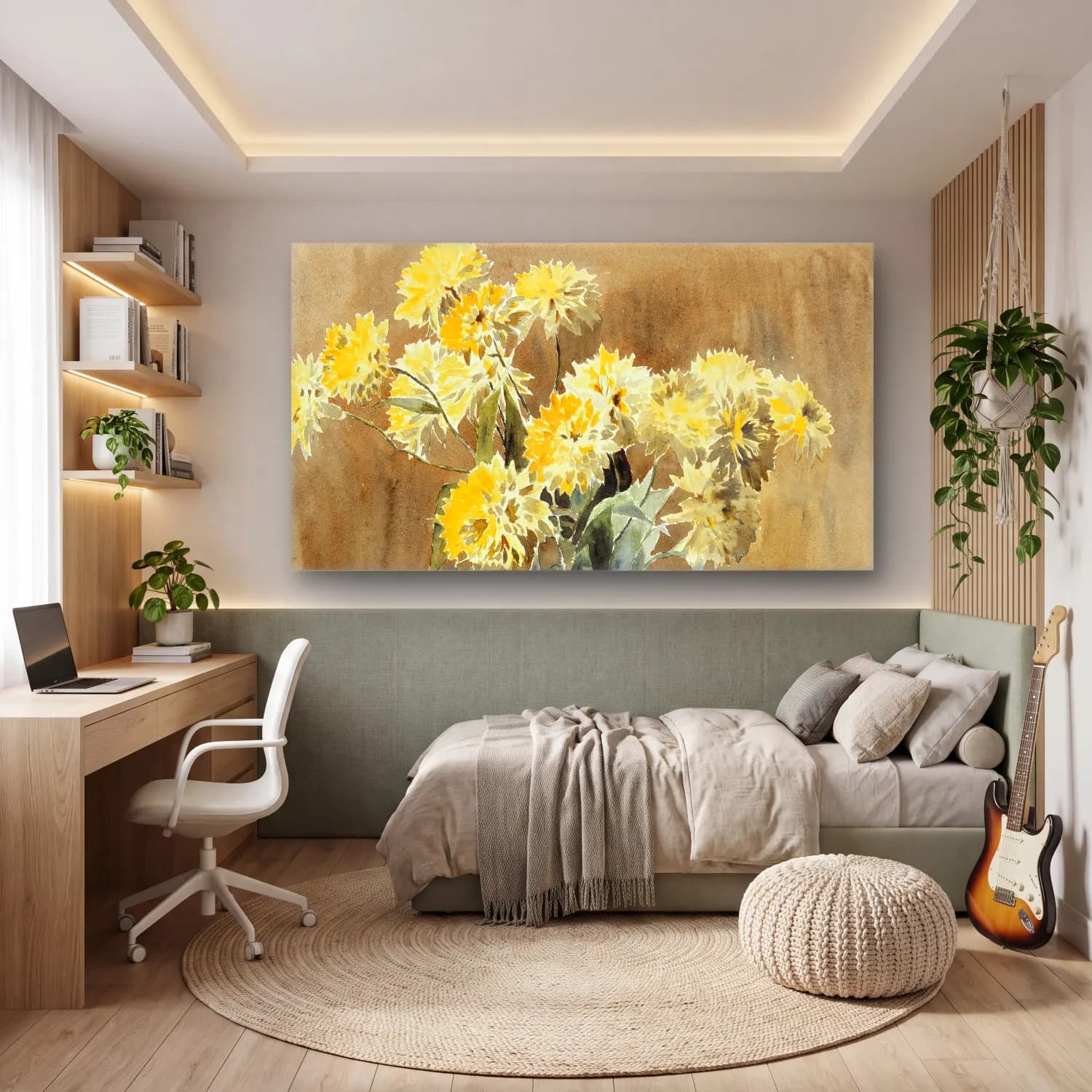 Hannah Borger Overbeck – Vase with Yellow Flowers cam tablo — genç odasında