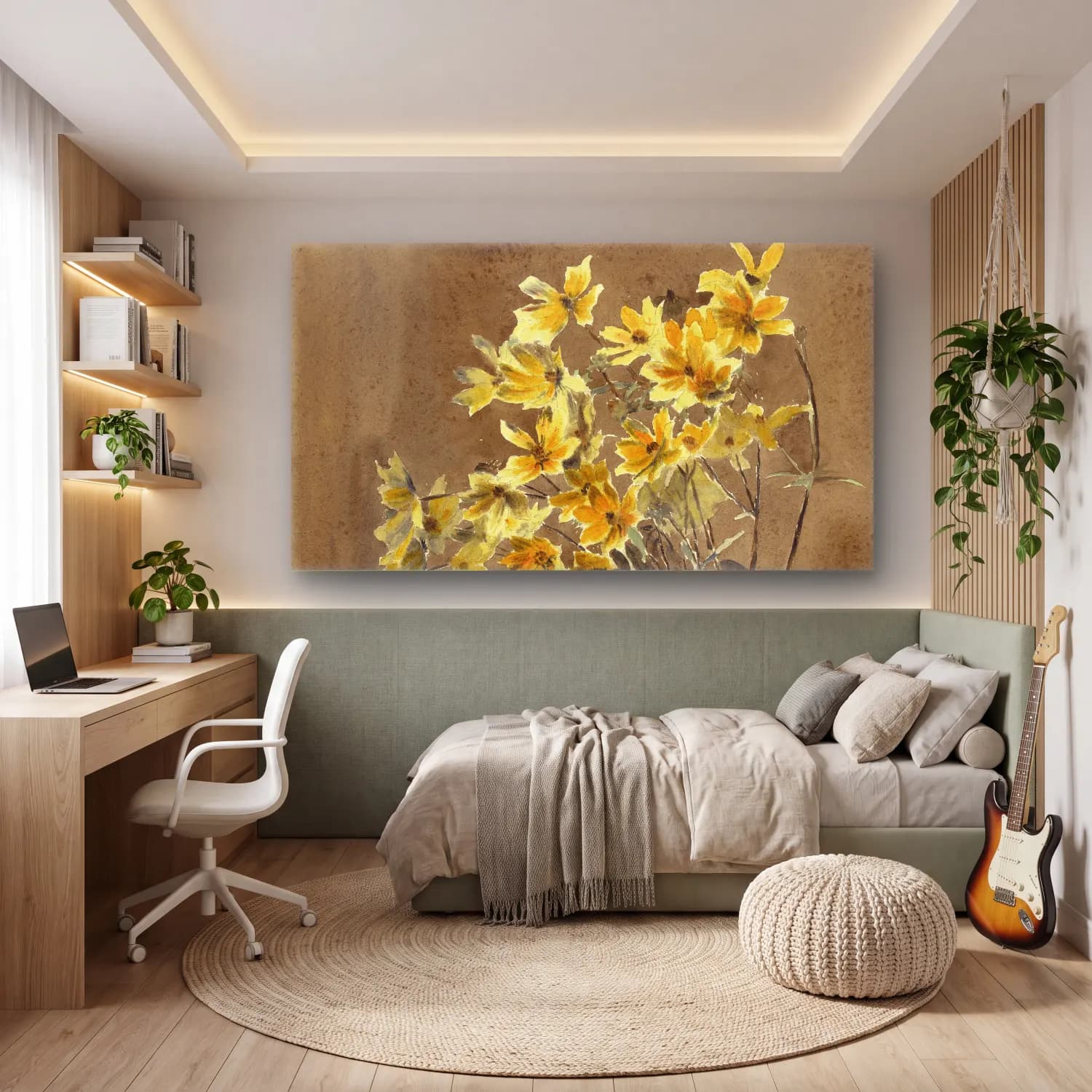 Hannah Borger Overbeck – Yellow Flower with Border cam tablo — genç odasında