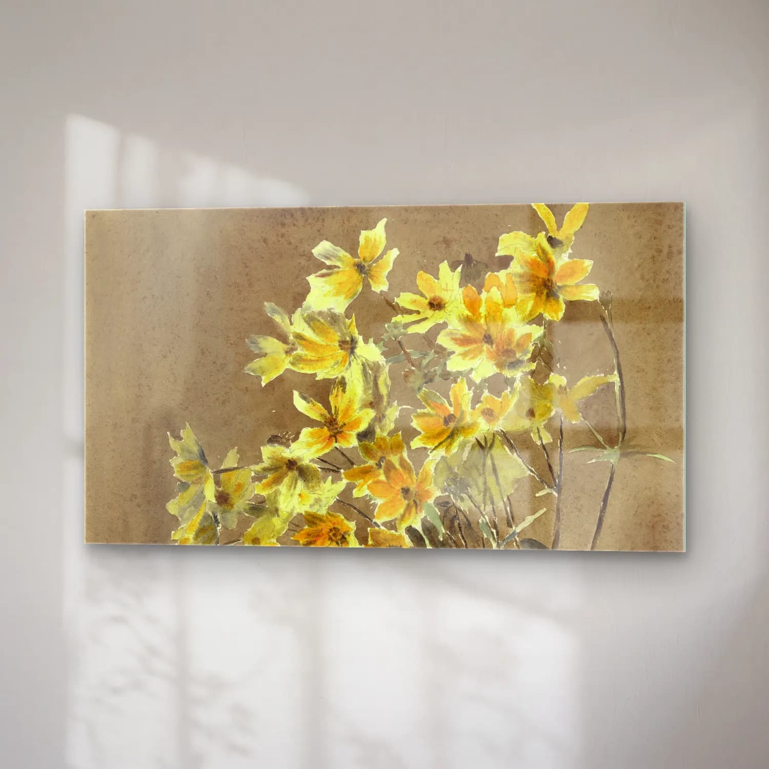 Hannah Borger Overbeck – Yellow Flower with Border cam tablo — sağ açıdan görünüm
