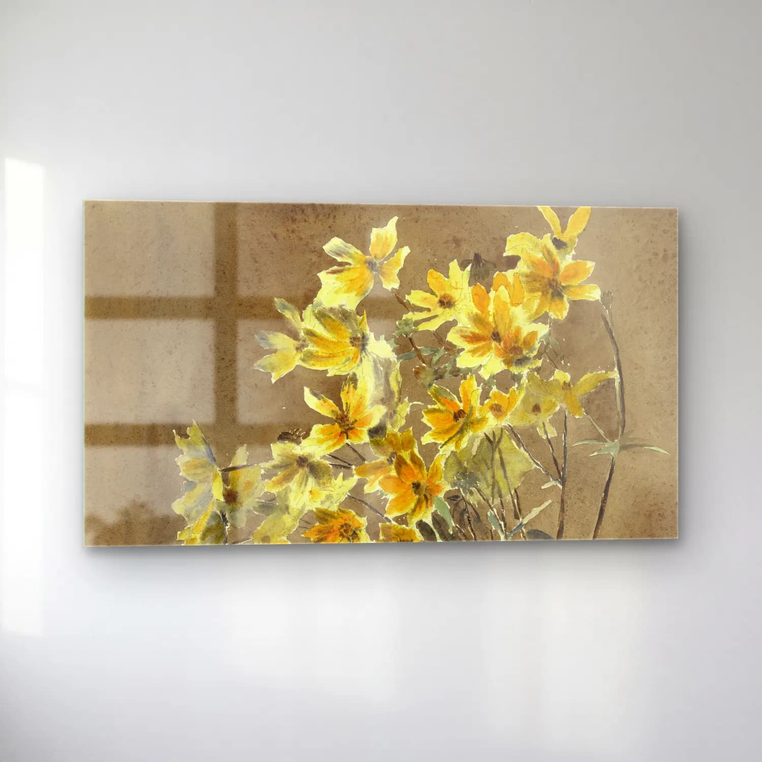 Hannah Borger Overbeck – Yellow Flower with Border cam tablo — sol açıdan görünüm