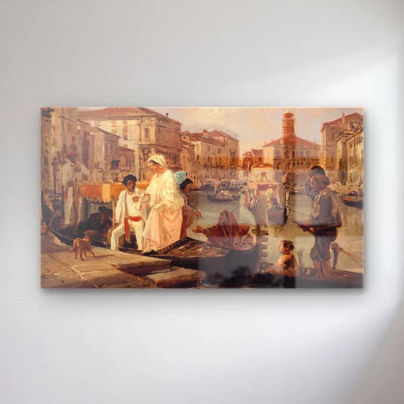 Wilhelm Marstrand – Alighting from a Gondola in Venice cam tablo — Wilhelm Marstrand – Alighting from a Gondola in Venice — empresyonist venedik kanalları