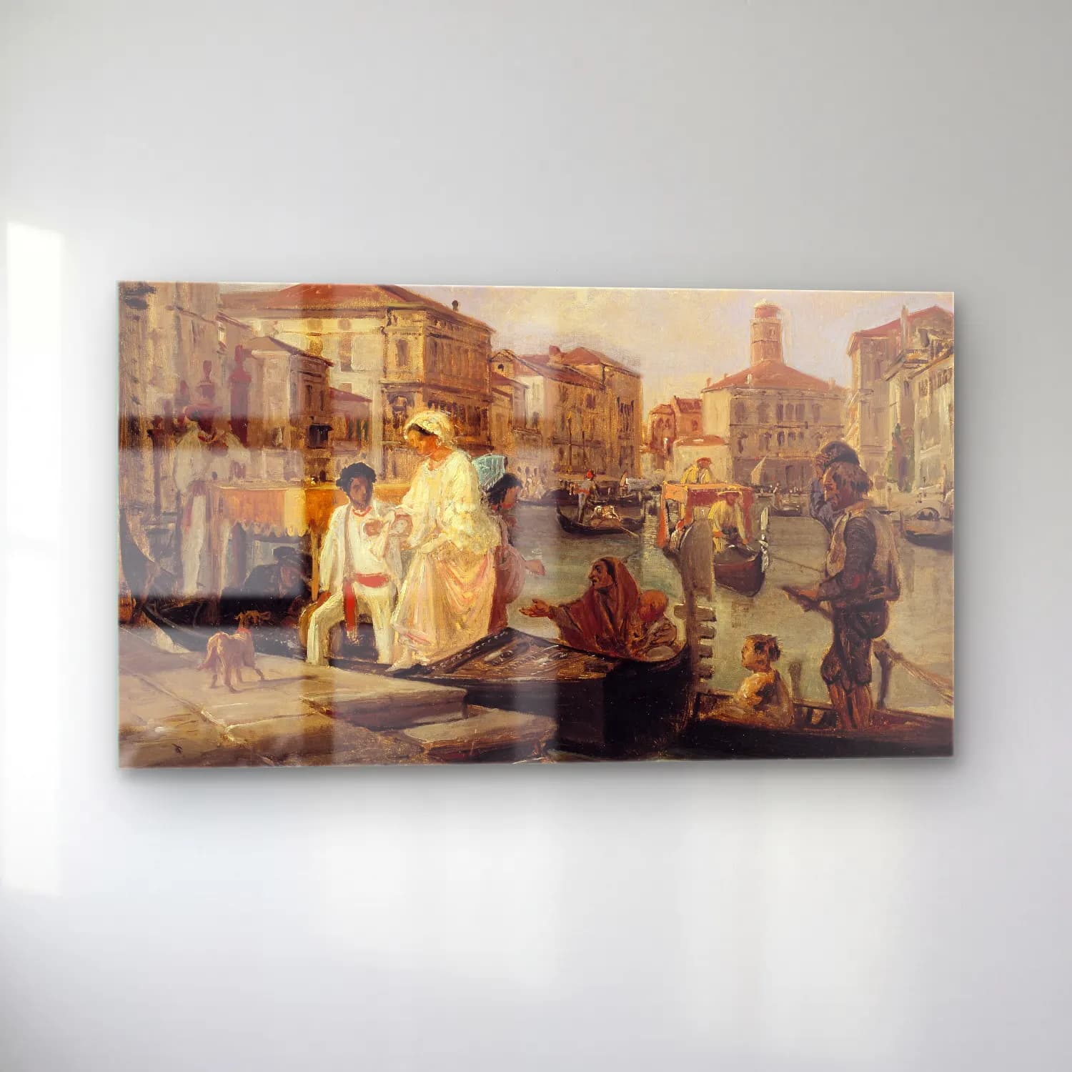 Wilhelm Marstrand – Alighting from a Gondola in Venice cam tablo — sol açıdan görünüm