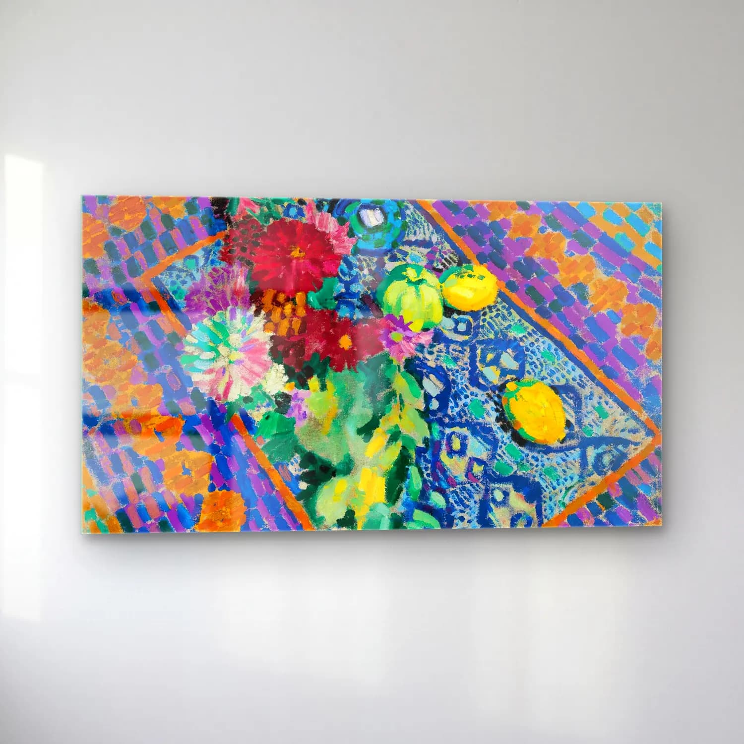 Robert Delaunay – Nature Morte Aux Gants – Mavi Tonlar cam tablo — sol açıdan görünüm