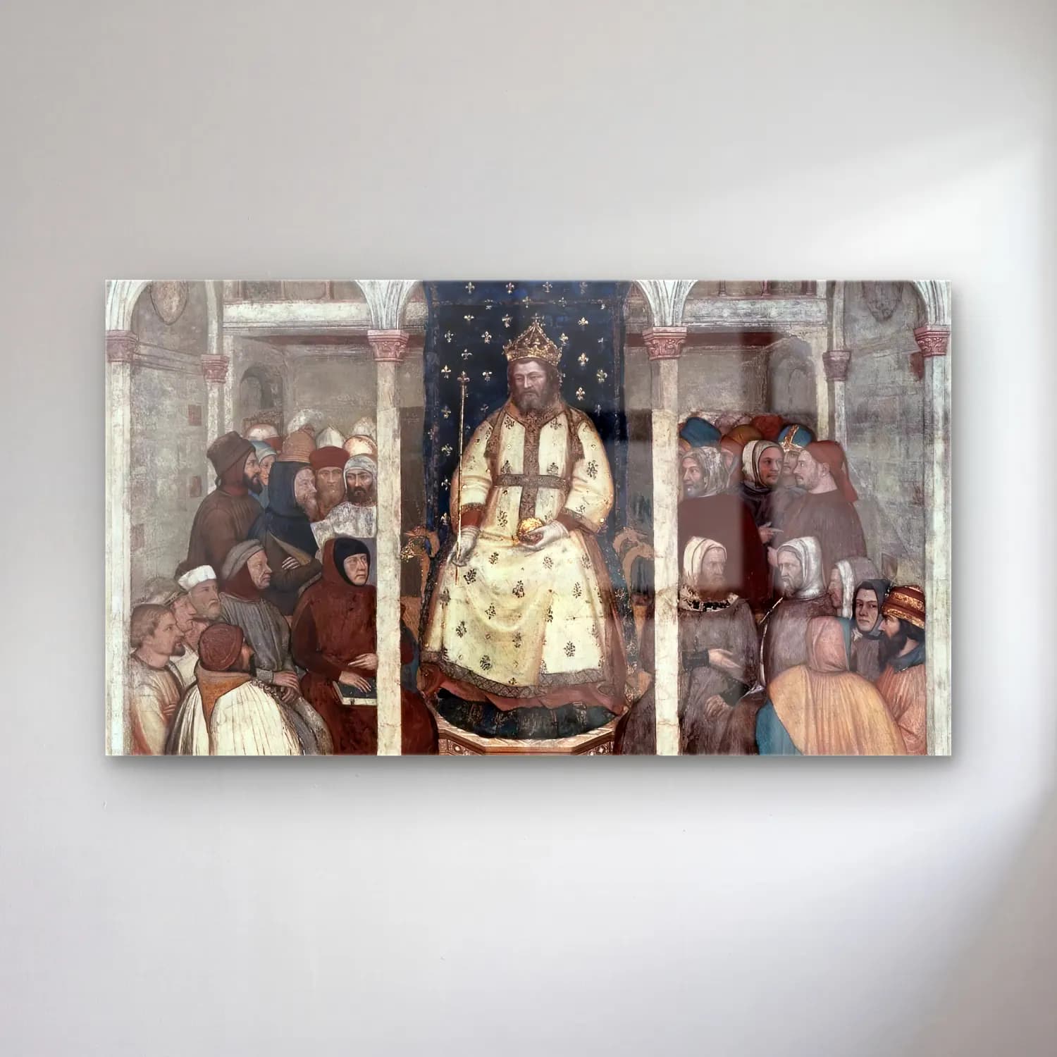 Altichiero da Zevio – King Ramiro Summons the Crown Council cam tablo — Altichiero da Zevio – King Ramiro Summons the Crown Council — vintage dini sahne