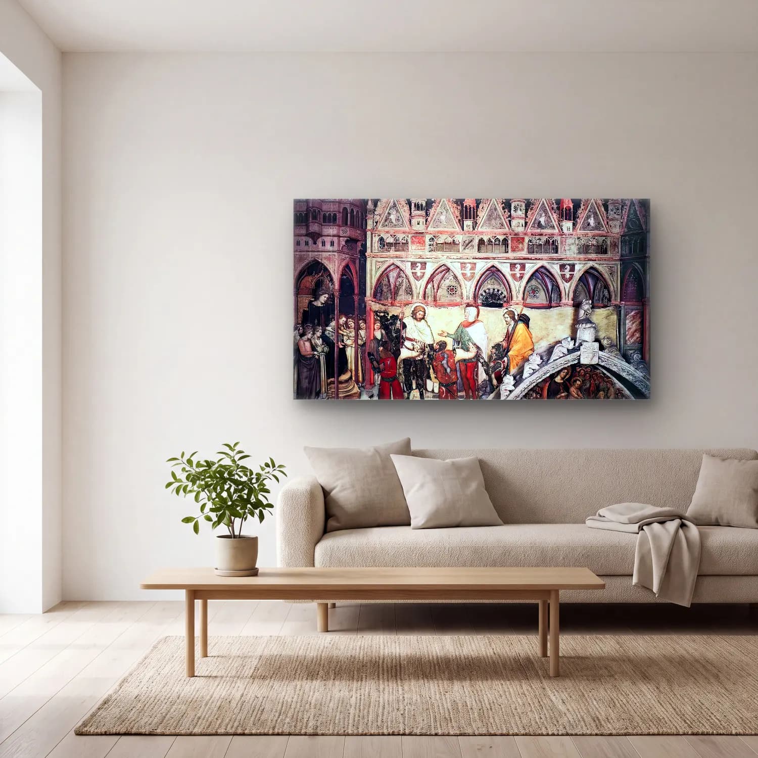 Altichiero da Zevio – Virgin Being Worshipped cam tablo — açık renk salonda