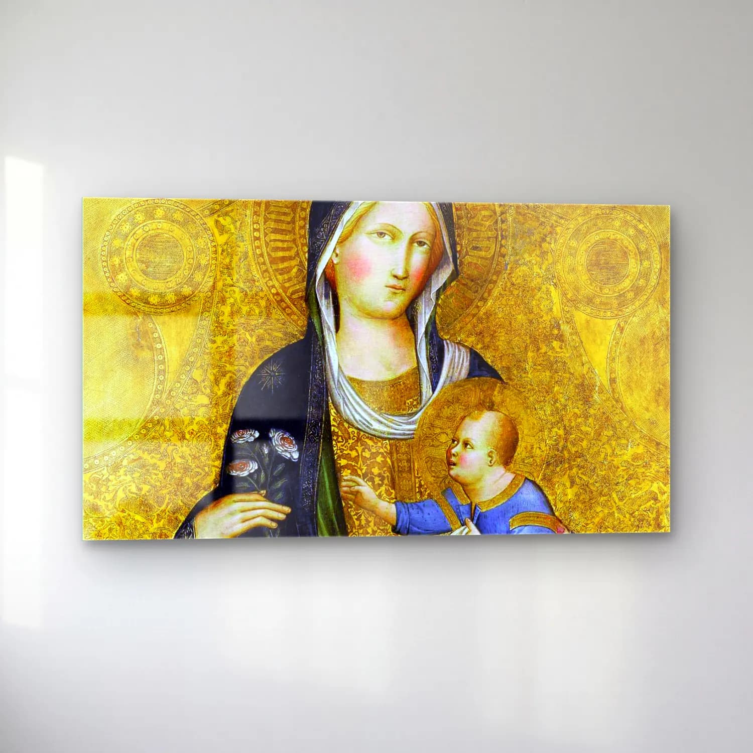 Agnolo Gaddi – Madonna and Child Enthroned with Music-Making Angels… cam tablo — sol açıdan görünüm