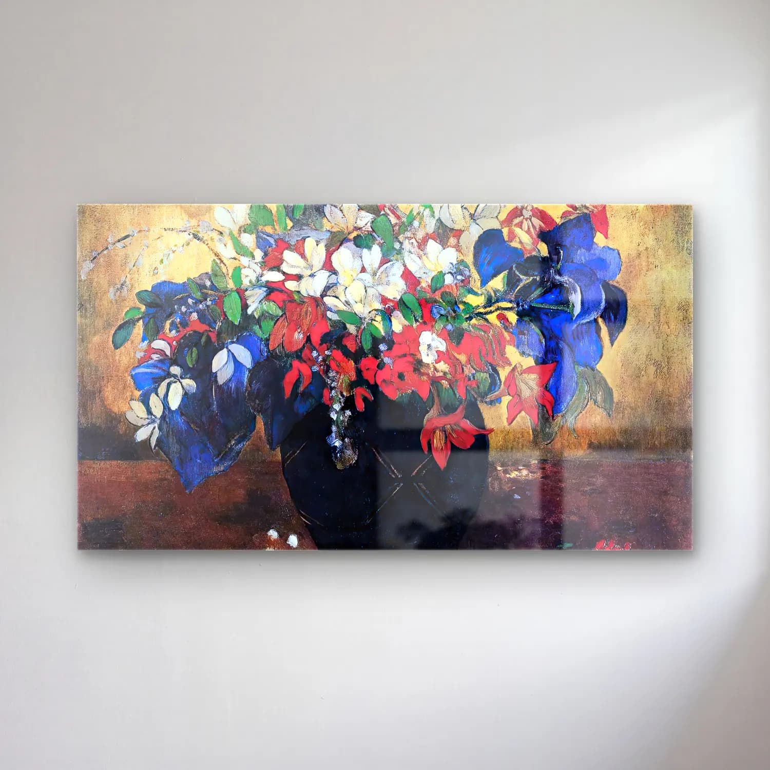 Paul Gauguin – A Vase of Flowers cam tablo — Paul Gauguin – A Vase of Flowers — empresyonist vazoda çiçek buketi
