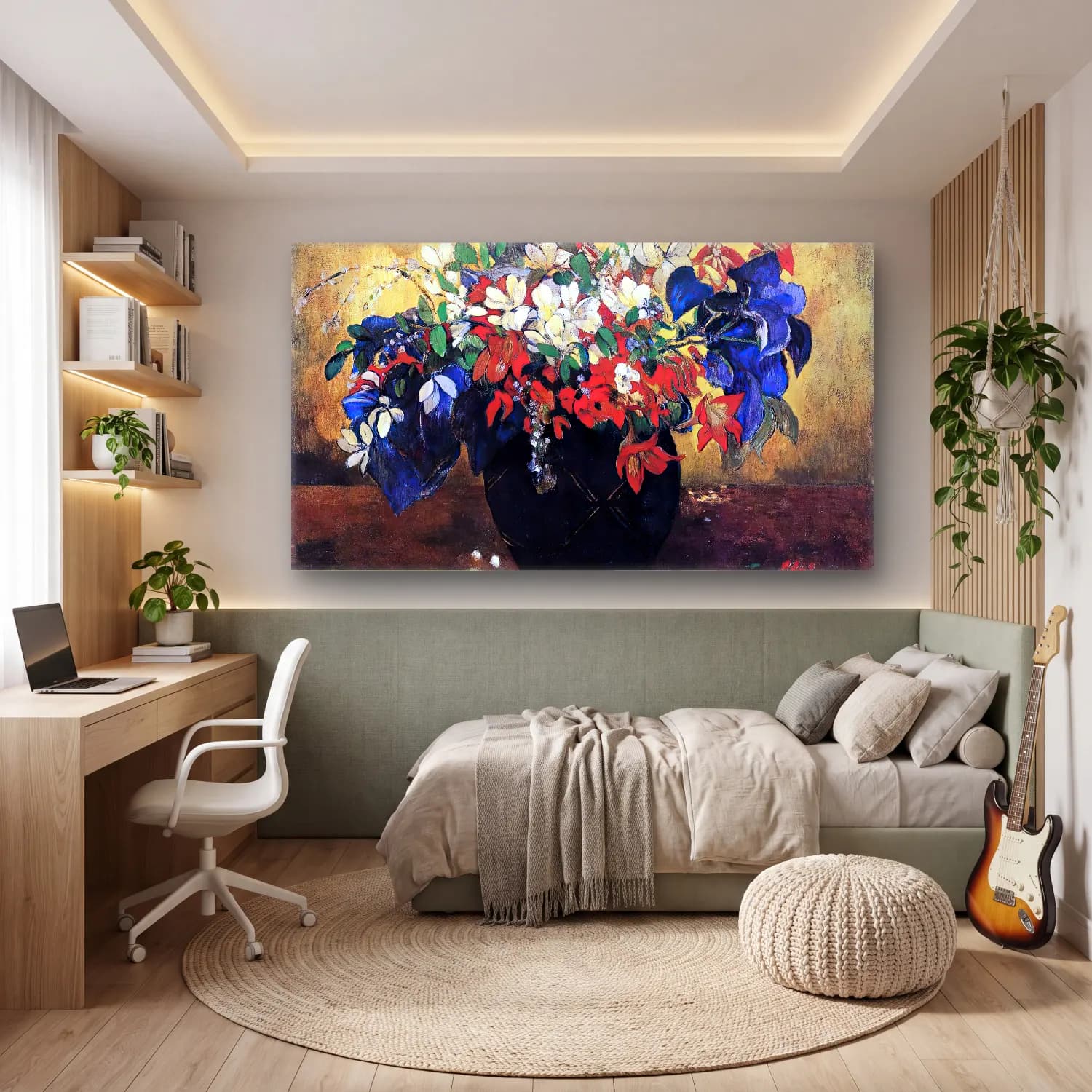 Paul Gauguin – A Vase of Flowers cam tablo — genç odasında