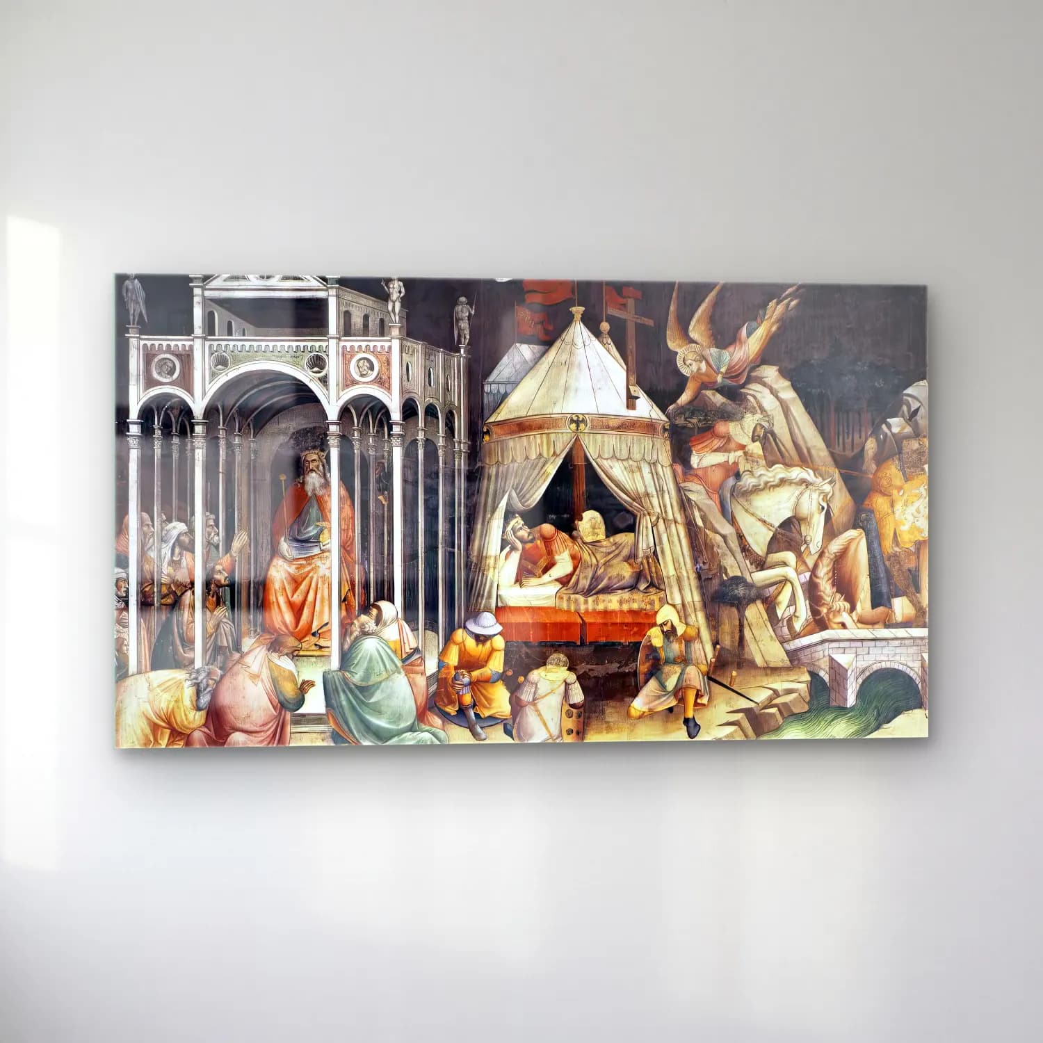 Agnolo Gaddi – Worshiping of Chosroës, Dream of Emperor Heraclius, and… cam tablo — sol açıdan görünüm