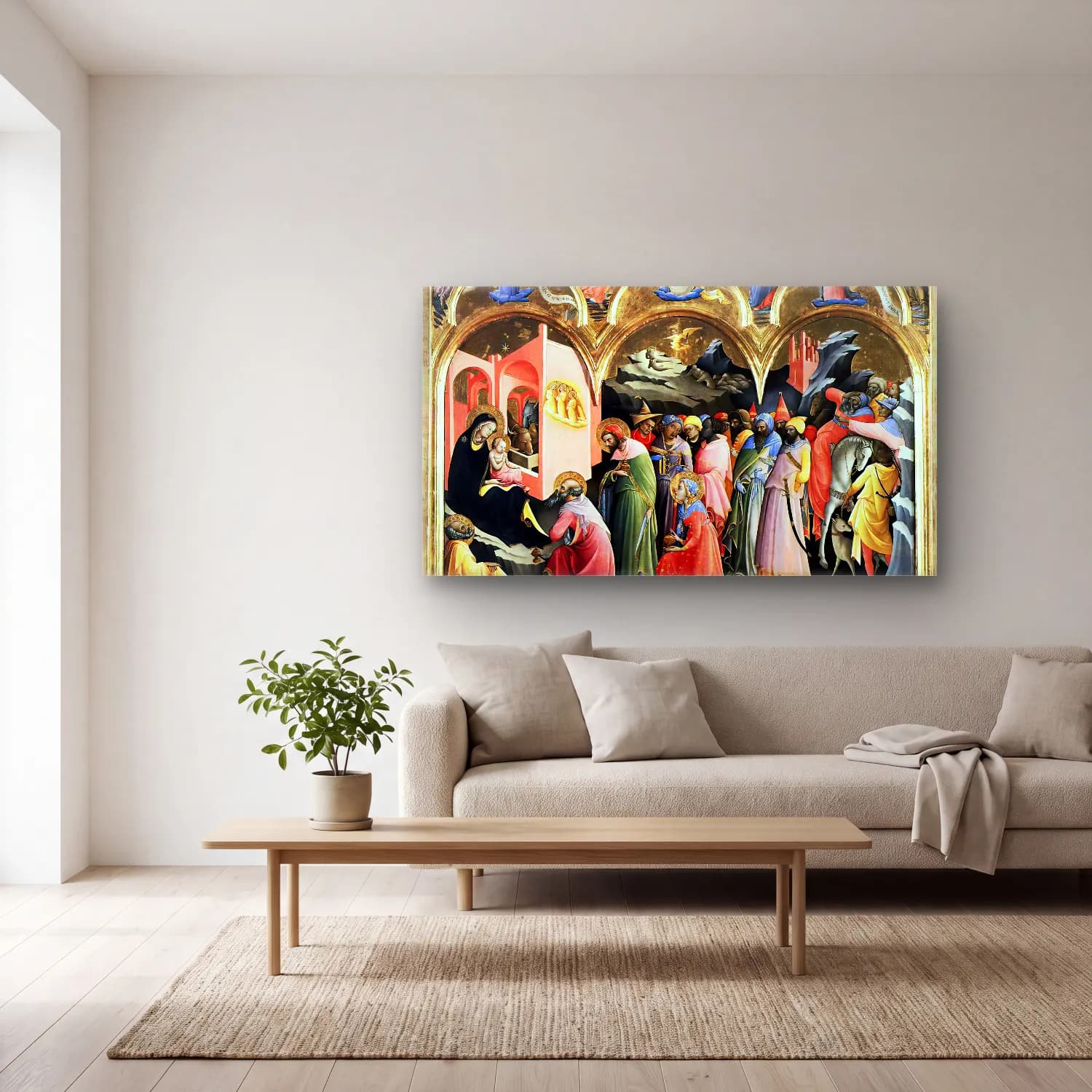 Lorenzo Monaco – Adoration of the Magi cam tablo — açık renk salonda