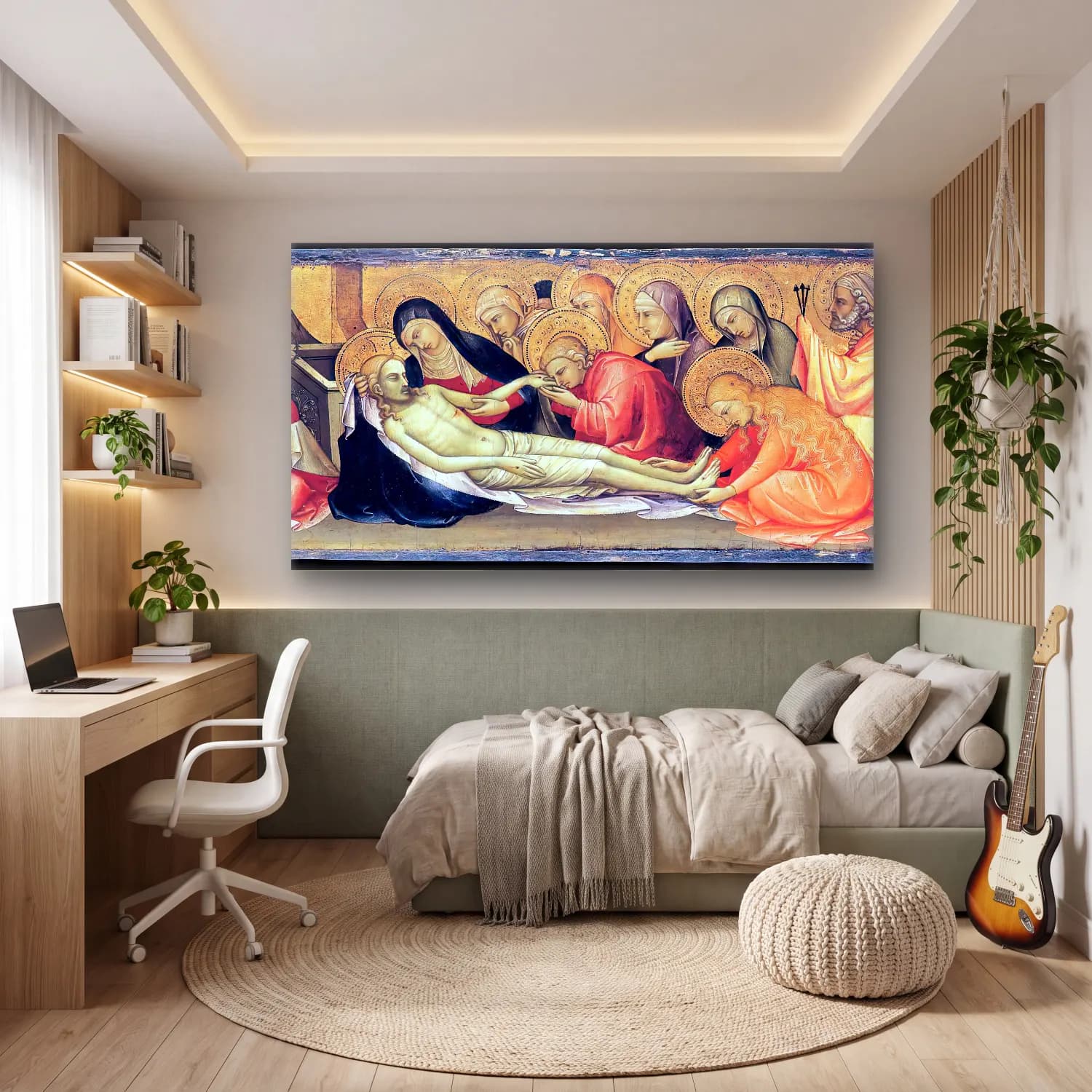 Lorenzo Monaco – Lamentation over the Dead Christ cam tablo — genç odasında