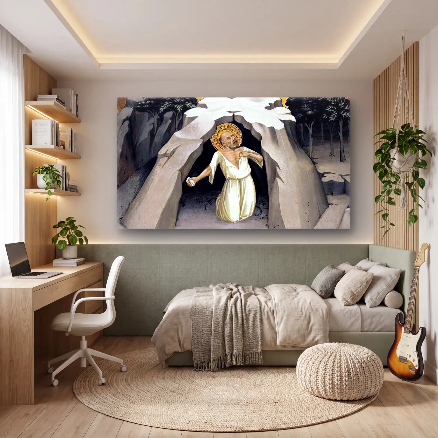 Lorenzo Monaco – St Jerome in the Wilderness cam tablo — genç odasında