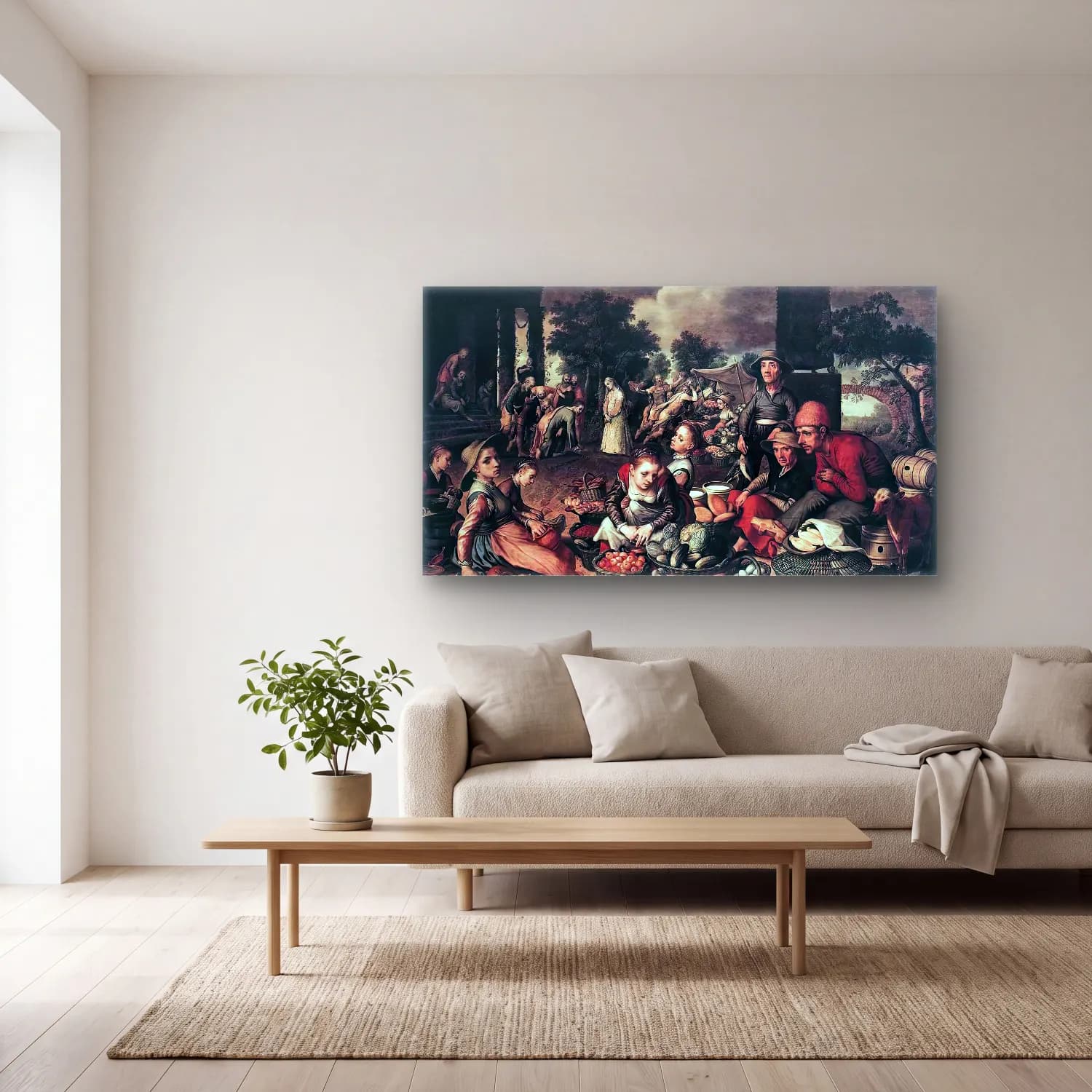 Pieter Aertsen – Christ and the Adulteress cam tablo — açık renk salonda