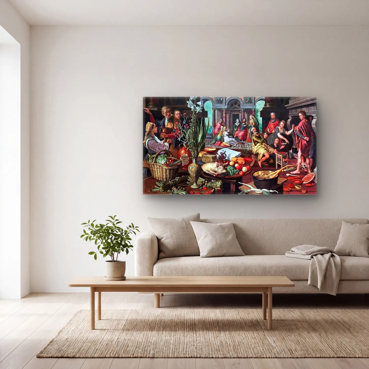Pieter Aertsen – Christ in the House of Martha and Mary cam tablo — açık renk salonda