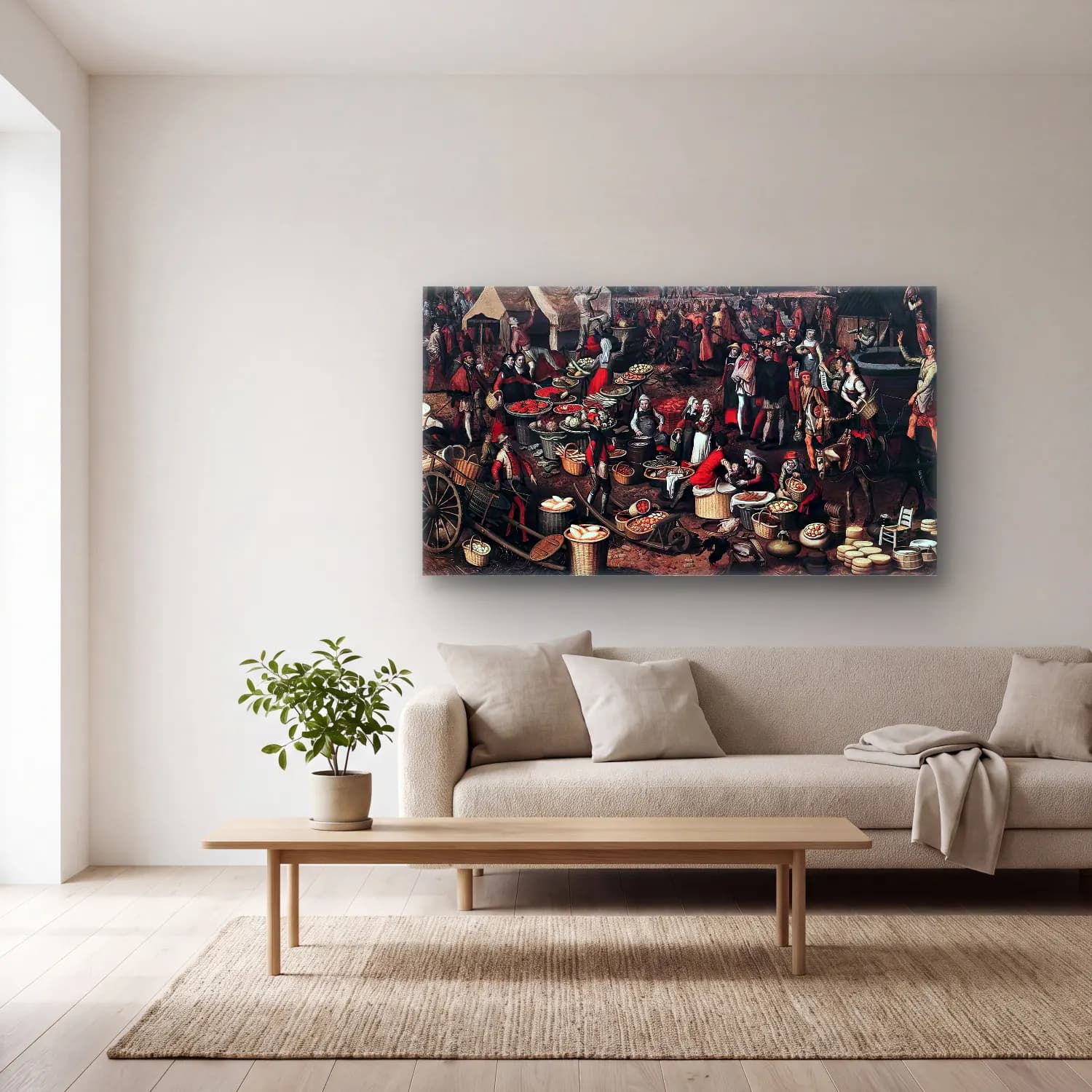 Pieter Aertsen – Market Scene – Siyah Beyaz Tonlar cam tablo — açık renk salonda