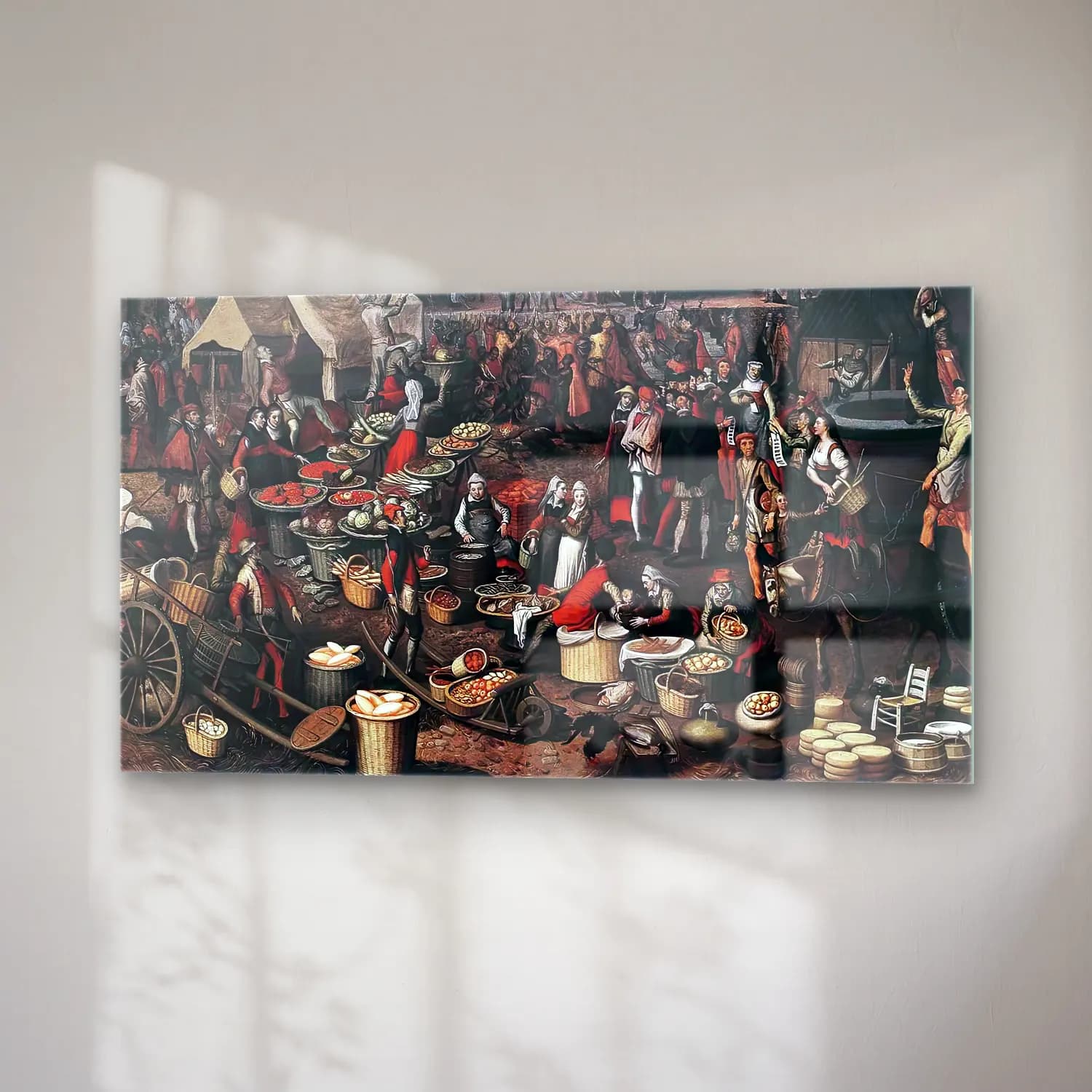 Pieter Aertsen – Market Scene – Siyah Beyaz Tonlar cam tablo — sağ açıdan görünüm