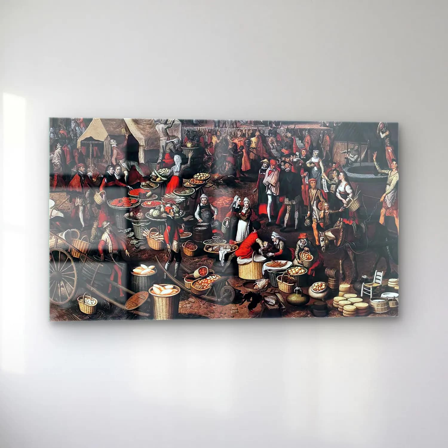 Pieter Aertsen – Market Scene – Siyah Beyaz Tonlar cam tablo — sol açıdan görünüm