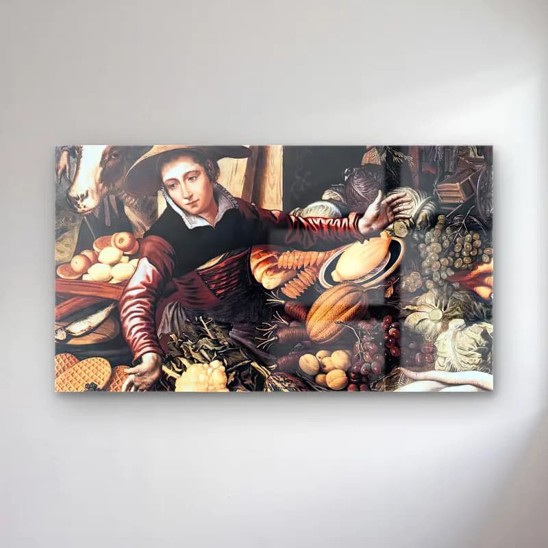 Pieter Aertsen – Market Woman with Vegetable Stall cam tablo — Pieter Aertsen – Market Woman with Vegetable Stall — vintage sebzeler