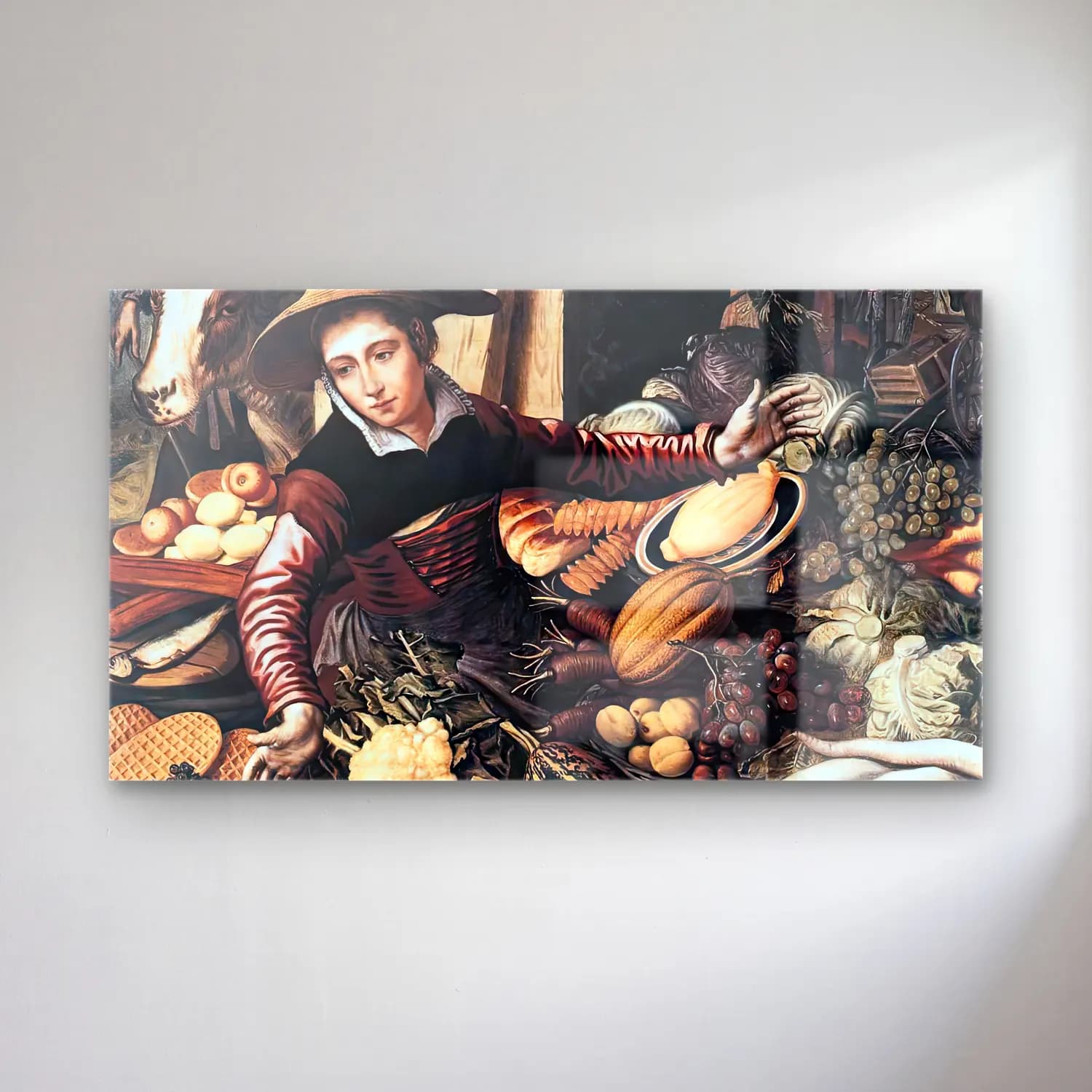 Pieter Aertsen – Market Woman with Vegetable Stall cam tablo — Pieter Aertsen – Market Woman with Vegetable Stall — vintage sebzeler