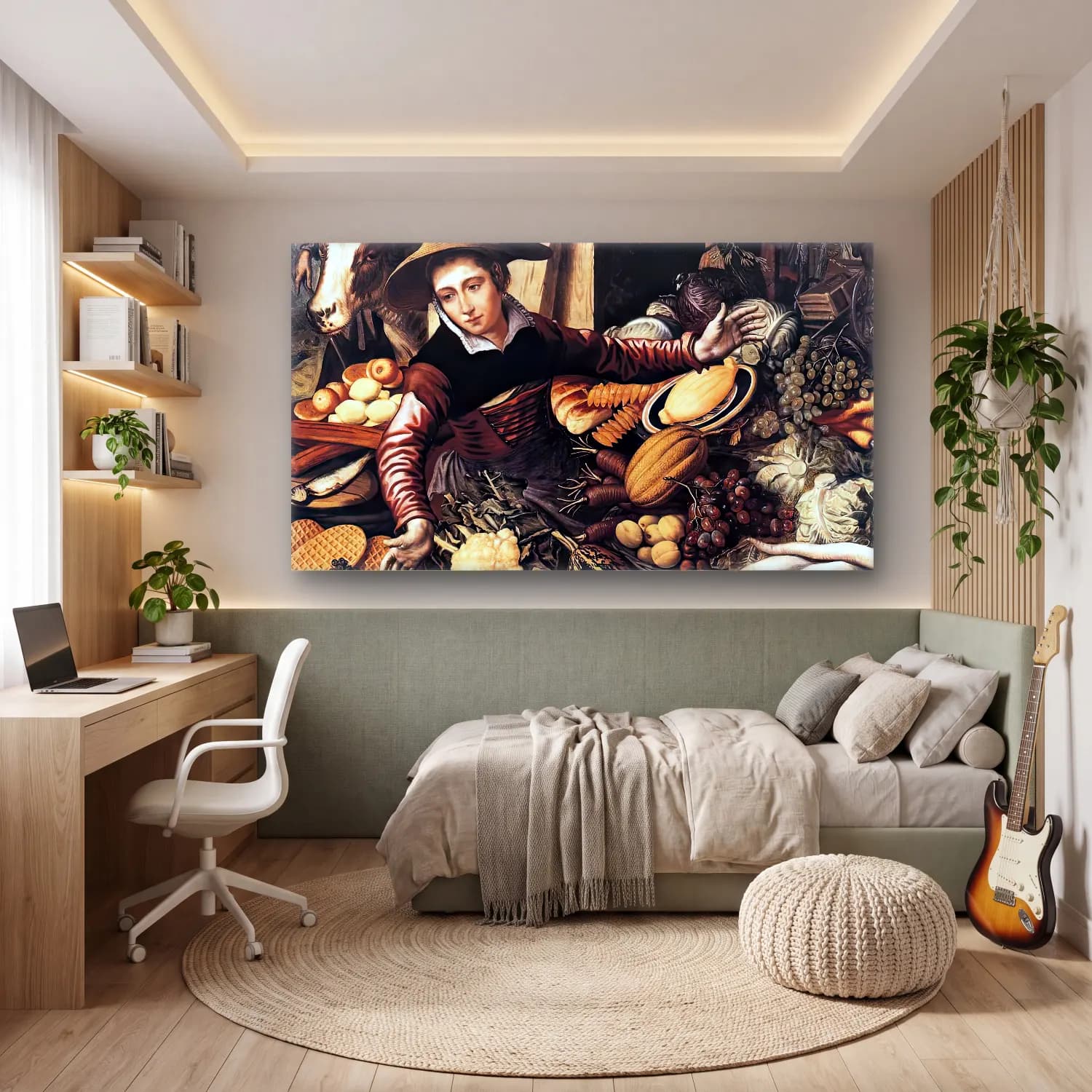Pieter Aertsen – Market Woman with Vegetable Stall cam tablo — genç odasında