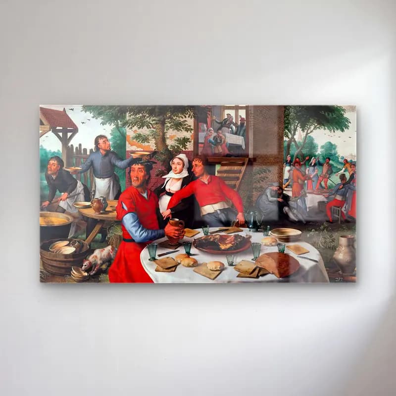 Pieter Aertsen – Peasant Feast cam tablo — Pieter Aertsen – Peasant Feast — yağlı boya dini sahne