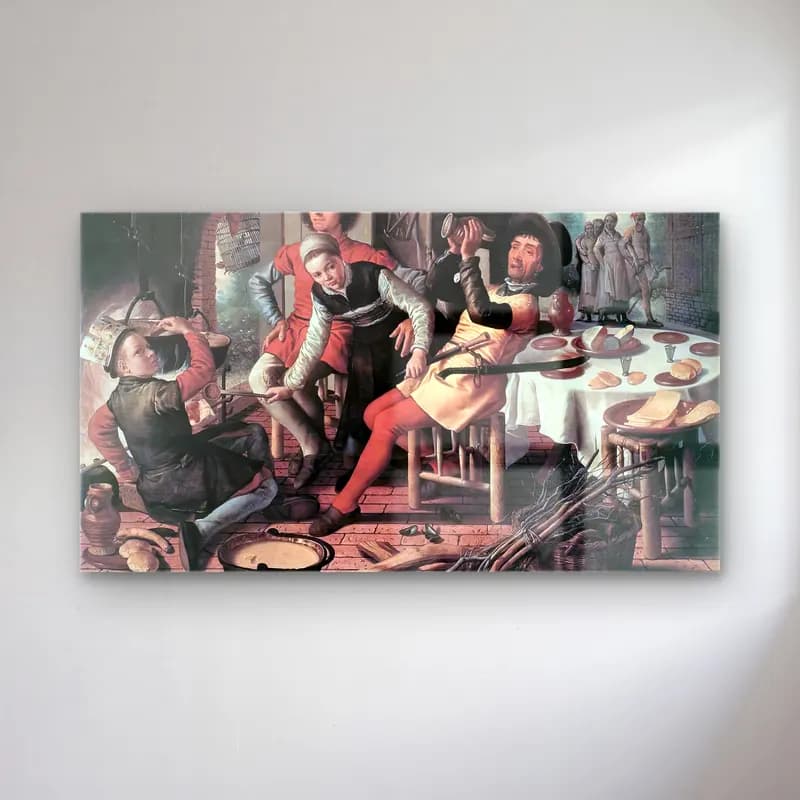 Pieter Aertsen – Peasants by the Hearth cam tablo — Pieter Aertsen – Peasants by the Hearth — vintage erkek portresi