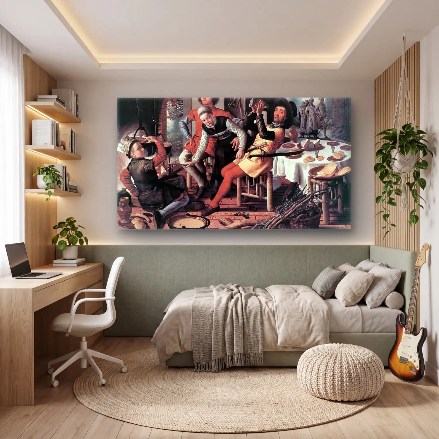 Pieter Aertsen – Peasants by the Hearth cam tablo — genç odasında