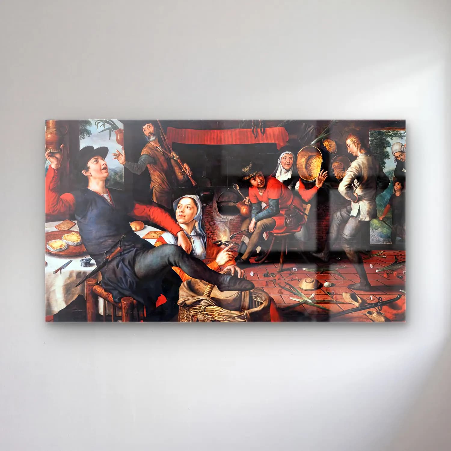 Pieter Aertsen – The Egg Dance – Siyah Beyaz Tonlar cam tablo — Pieter Aertsen – The Egg Dance – Siyah Beyaz Tonlar — yağlı boya mitolojik sahne