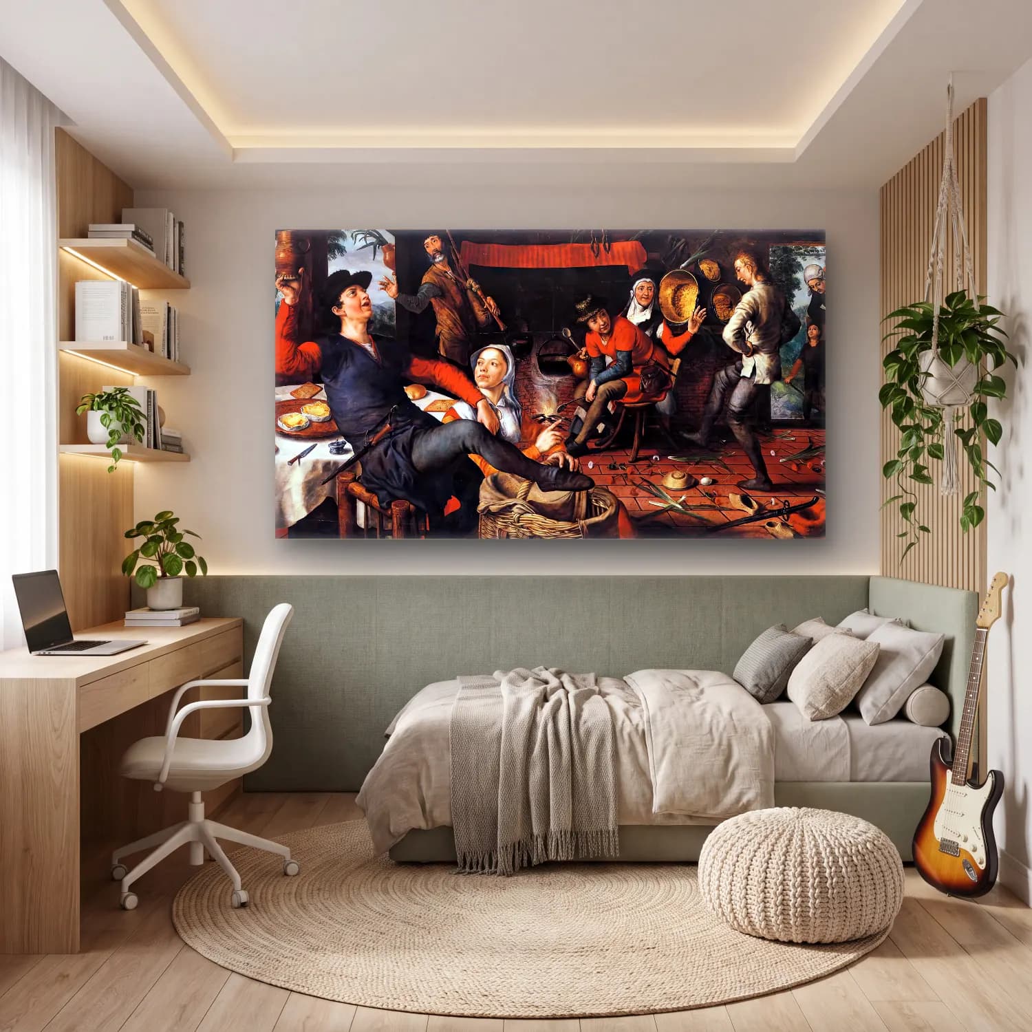 Pieter Aertsen – The Egg Dance – Siyah Beyaz Tonlar cam tablo — genç odasında